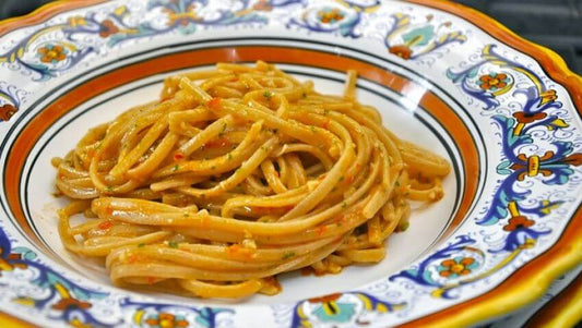 Spaghetti al pesto trapanese