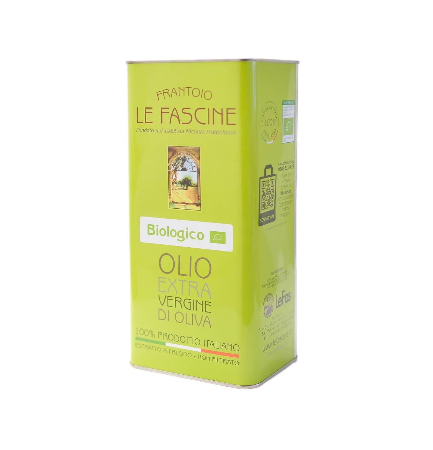 Olio Extravergine Di Oliva Biologico In Lattina Da 5 Litri